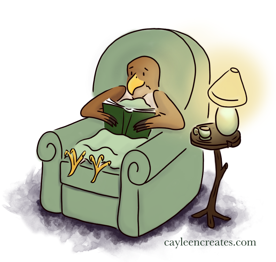 Hawk reading a book