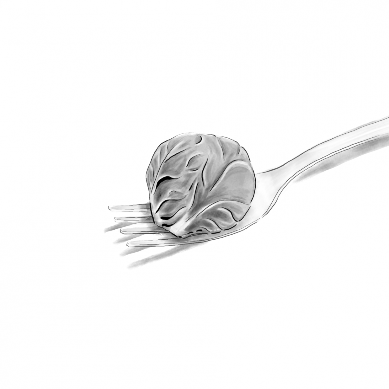 brussel sprout on a fork