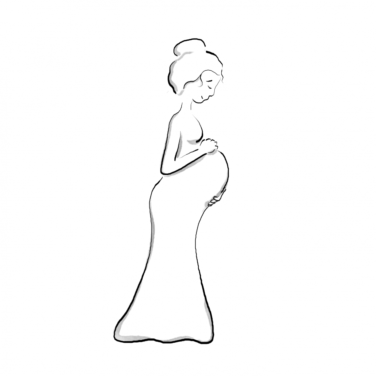 Simple ink sketch of pregnant woman