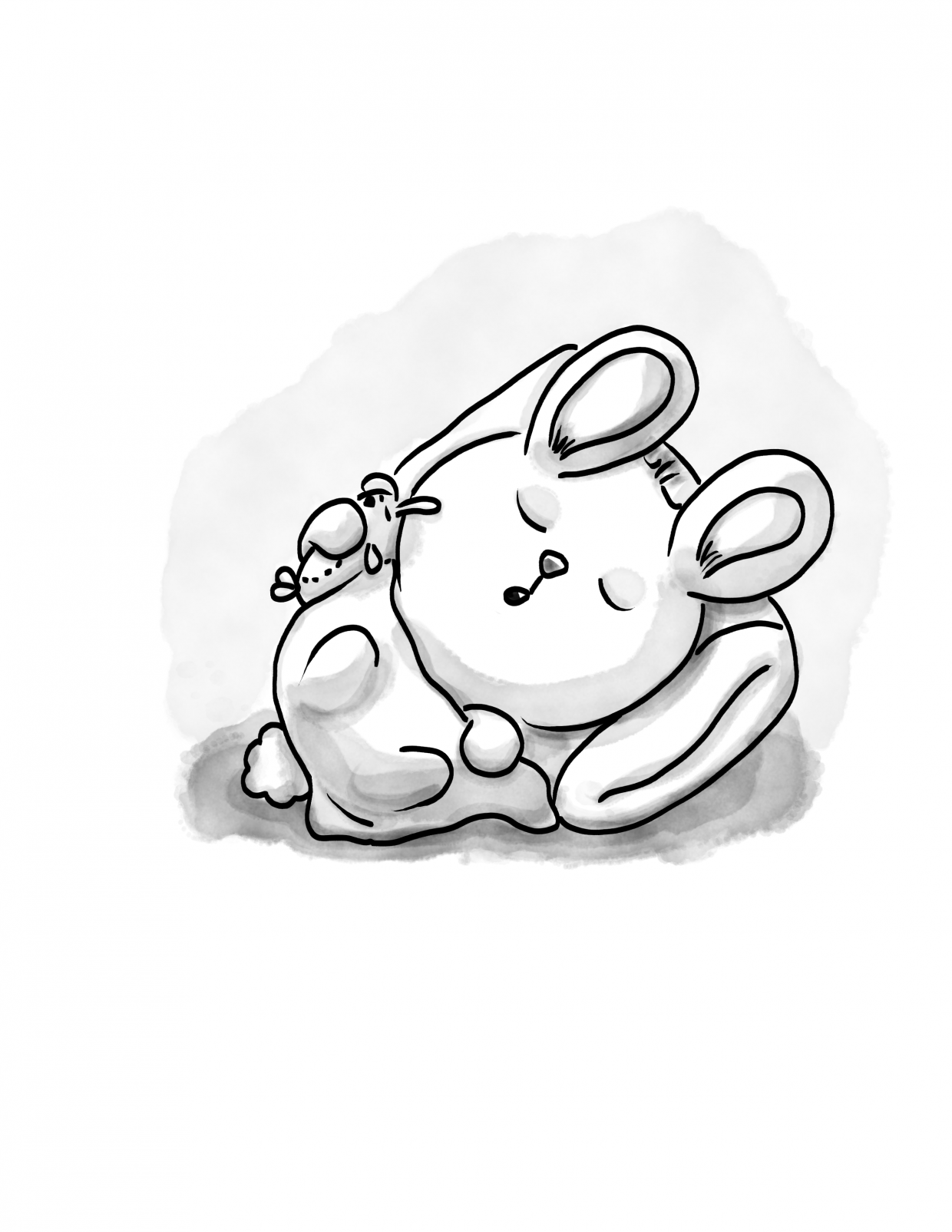 sleeping bunny in shape of tonycartoonish blob prompt