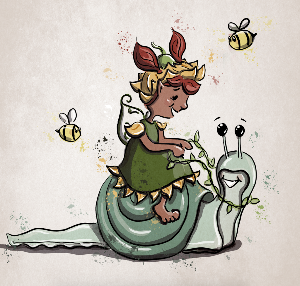 fairy riding a snail