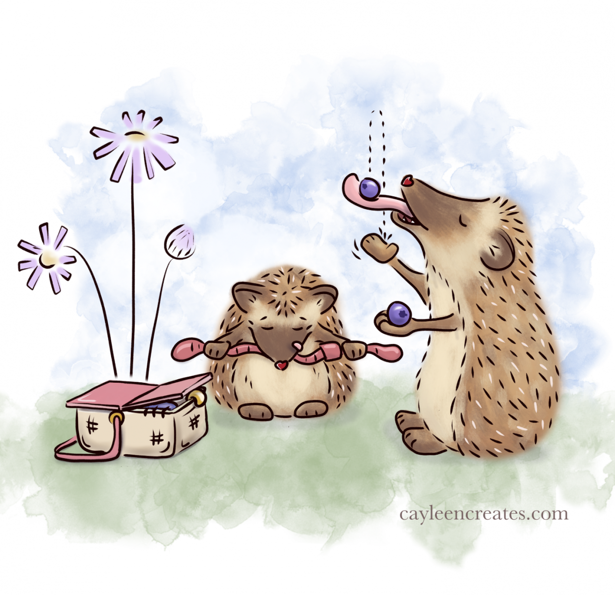 Coloured pic of Hedgies eating