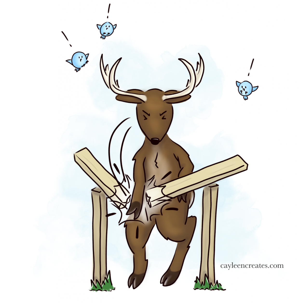 Deer karate chopping a board