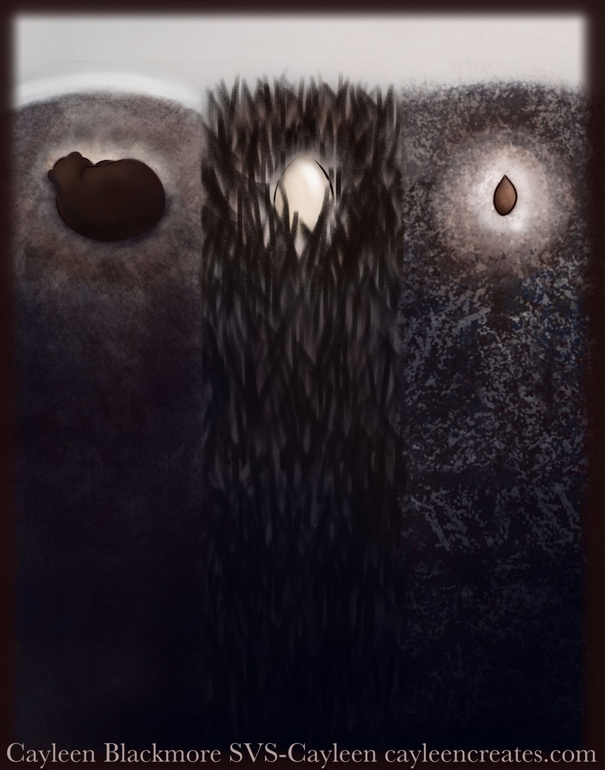 a sketch of isolated bear egg and seed