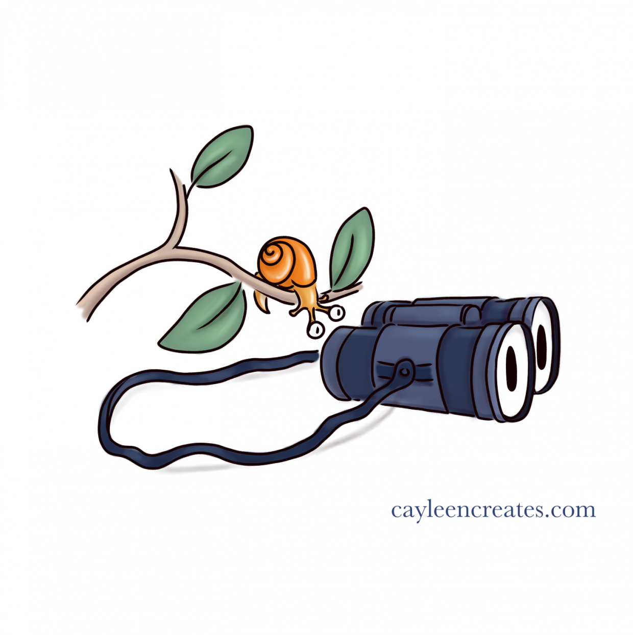 snail looking through binoculars