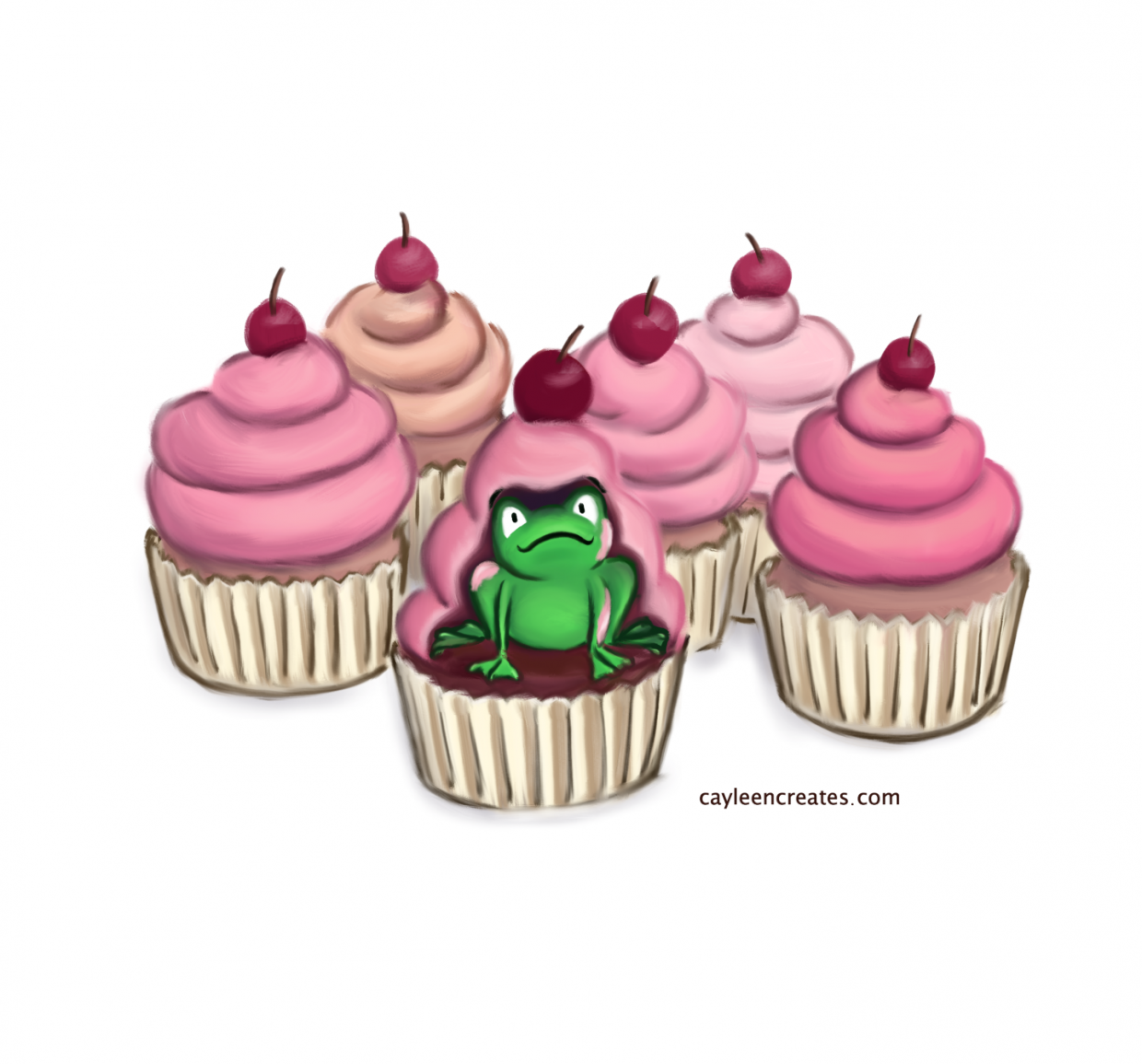 Frog in a cupcake.