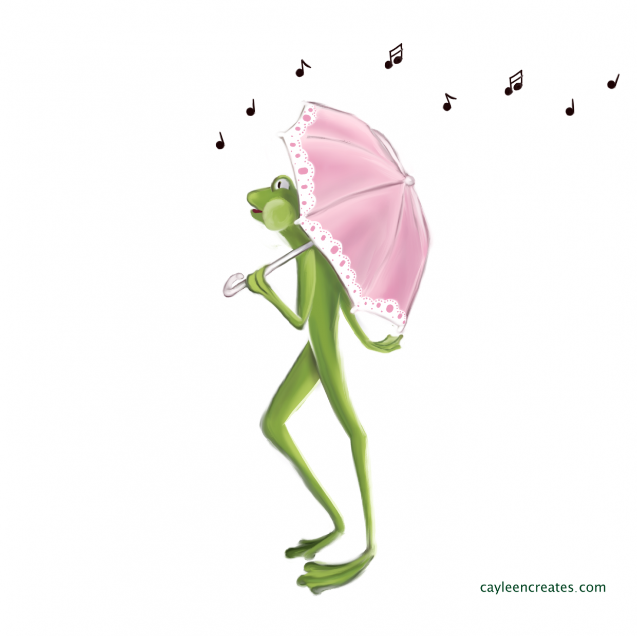 frog with a parasol