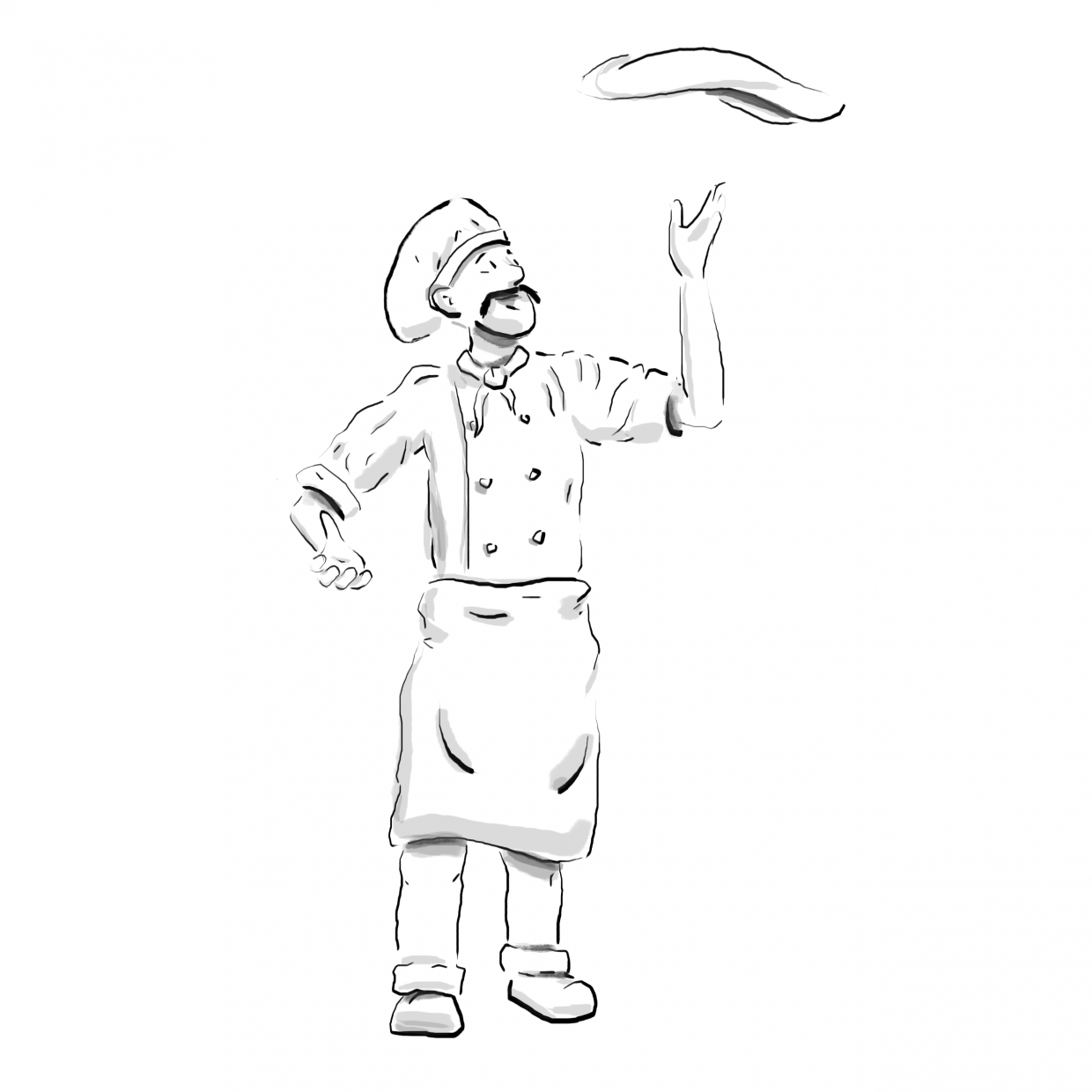 chef throwing or tossing pizza