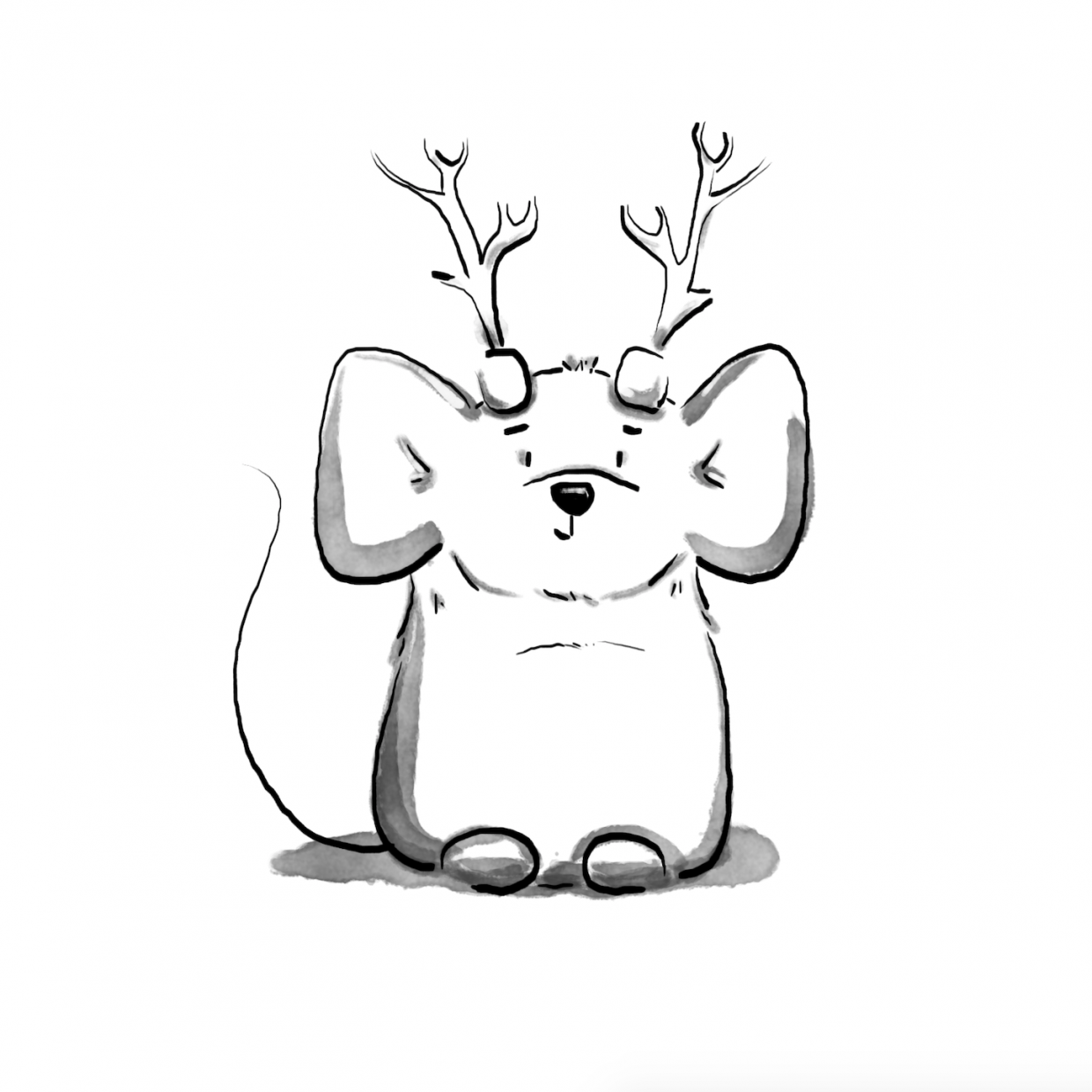 mouse holding deer antlers