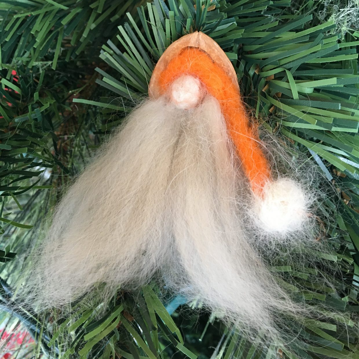 orange felted gnome