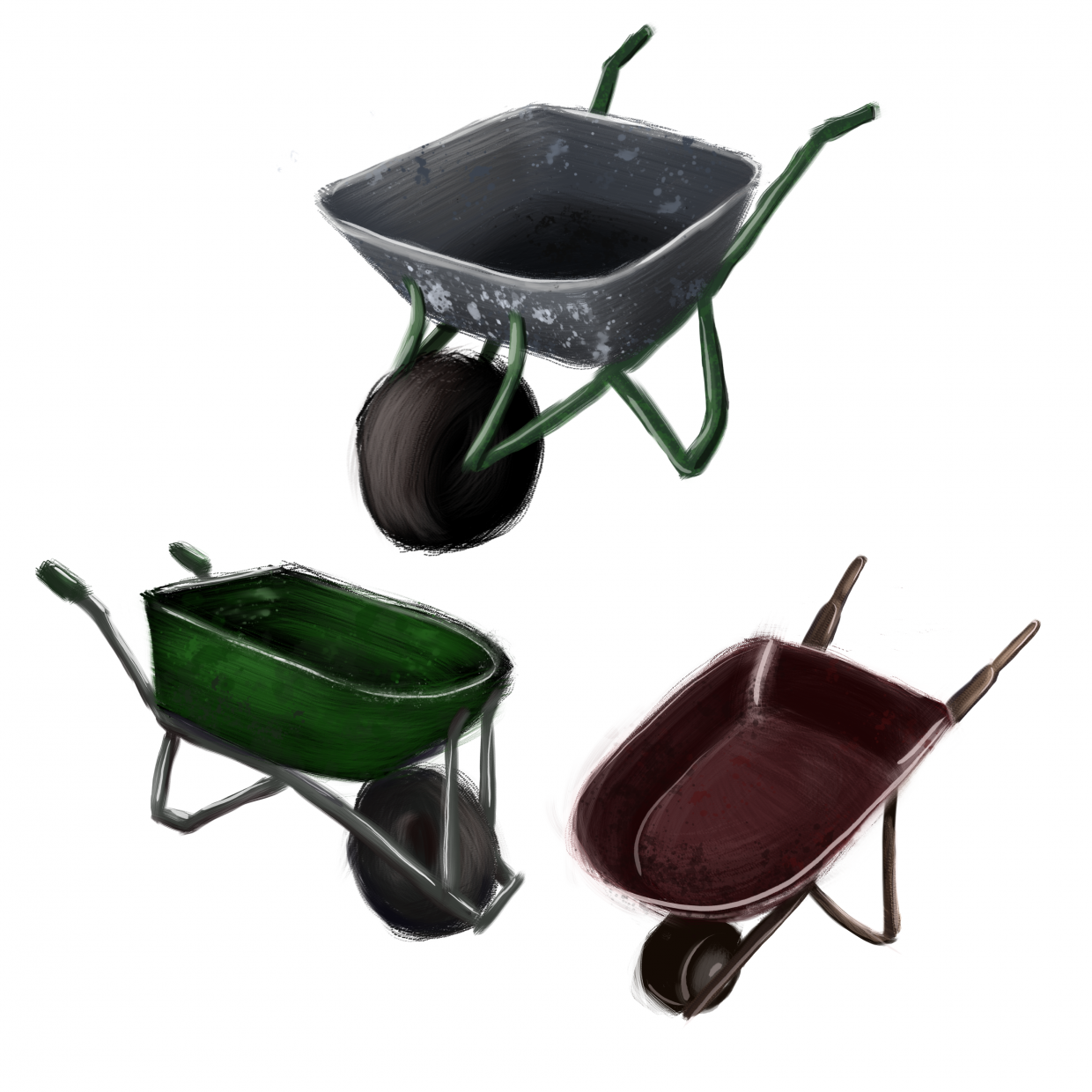 collection of wheelbarrows